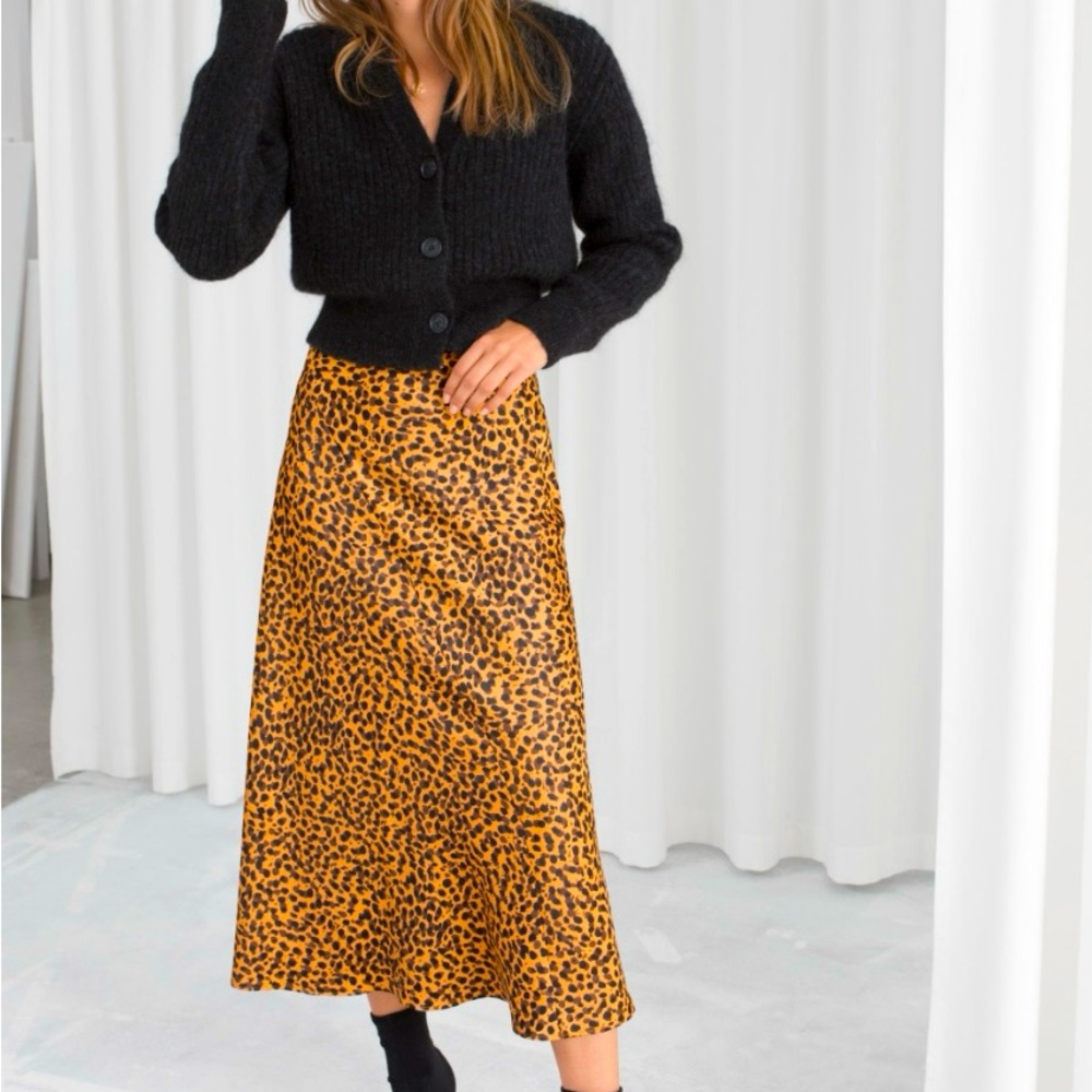 & Other Stories leopard print midi skirt